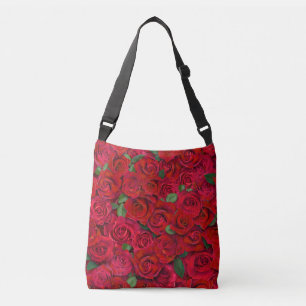 Bolso Cruzado Jardín de Rosas Rojas Patrón Floral Romántico Sin 