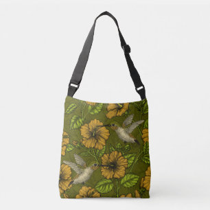 Bolso Cruzado Jardín tropical nocturno amarillo y verde