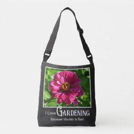 Bolso Cruzado Jardinería divertida floral rosa daisy zinnia cosm