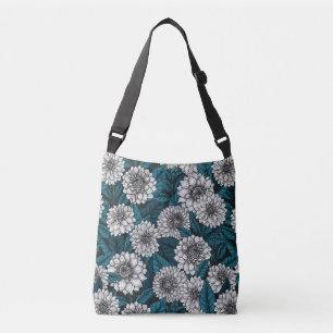 Bolso Cruzado Jardines Dahlia blancos/ hojas azules 2