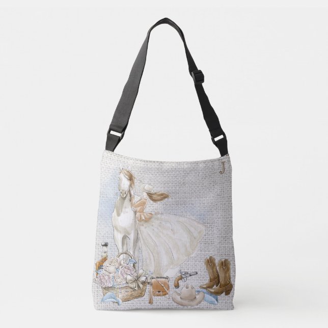 Bolso Cruzado *Jay Western Rustic Horse Woman Floral Gun Gorra (Anverso)