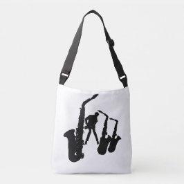 Bolso Cruzado Jazzman Black Silhouette Sax Jazz White Bag