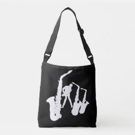 Bolso Cruzado Jazzman White saxophonist Sax Black Bag