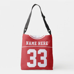 Bolso Cruzado Jersey de fútbol, rojo, nombre y número personaliz