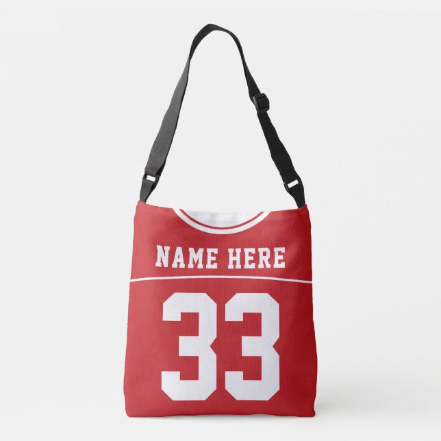 Bolso Cruzado Jersey de fútbol, rojo, nombre y número personaliz (Reverso)