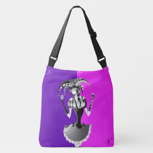 Bolso Cruzado Jester Excéntrico Sosteniendo dos Cartas de Juego 