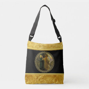 Bolso Cruzado Jesús en su puerta en efecto metalizado y negro d