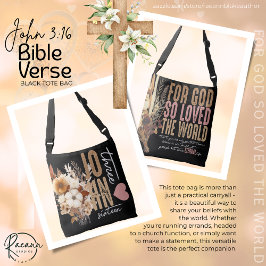Bolso Cruzado John 3:16 Biblia Verse Black Tote Bag
