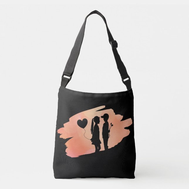 Bolso Cruzado Joven Chica De Amor Y Boy Silhouette (Anverso)