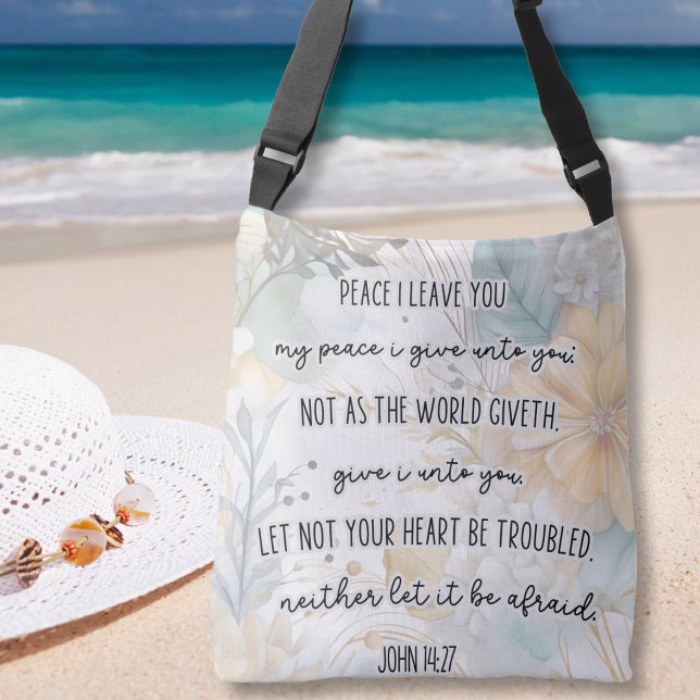 Bolso Cruzado Juan 14:27, Paz, Biblia versus Floral bohemiana (Subido por el creador)