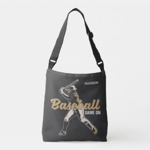 Bolso Cruzado Jugador de béisbol de color y nombre personalizado
