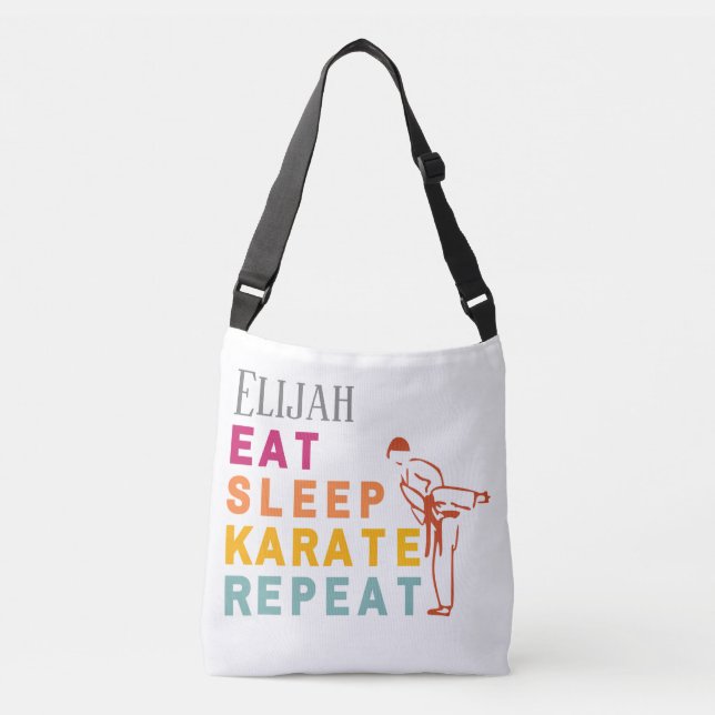 Bolso Cruzado Karate Silhouette Japan Typografía moderna de moda (Anverso)
