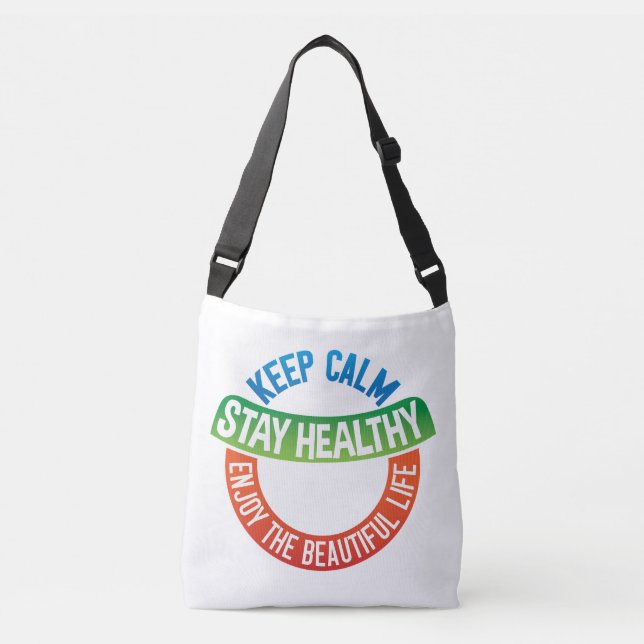 Bolso Cruzado Keep Calm, Stay Healthy, Live Beautifully – Daily  (Anverso)