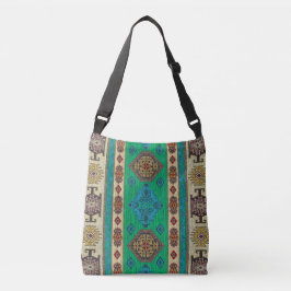 Bolso Cruzado Kilim Verde de alfombra oriental única