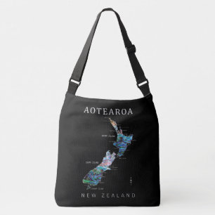 BOLSO CRUZADO KIWI NUEVA ZELANDIA MAPA PAUA CROSSBODGE