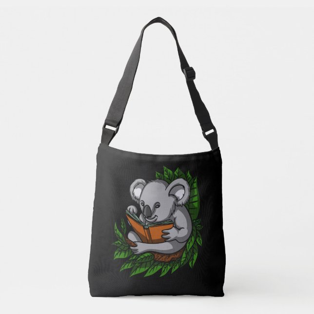 Bolso Cruzado Koala Bear Book Leyendo Animal Lover Cute (Anverso)