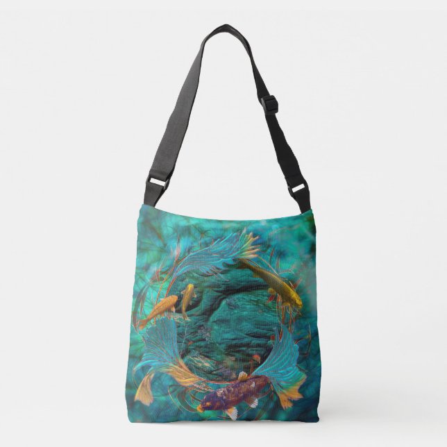 Bolso Cruzado Koi Fish "NADAR EN PAZ" (Anverso)