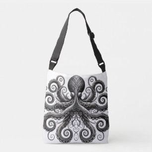 Bolso Cruzado Kraken Steampunk Octopus Ornate Black