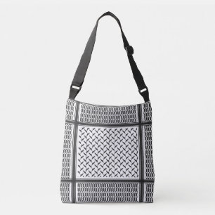 Bolso Cruzado Kuffiya jordano palestino blanco y negro