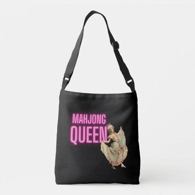 Bolso Cruzado La divertida vendimia Mahjong Queen (Reverso)