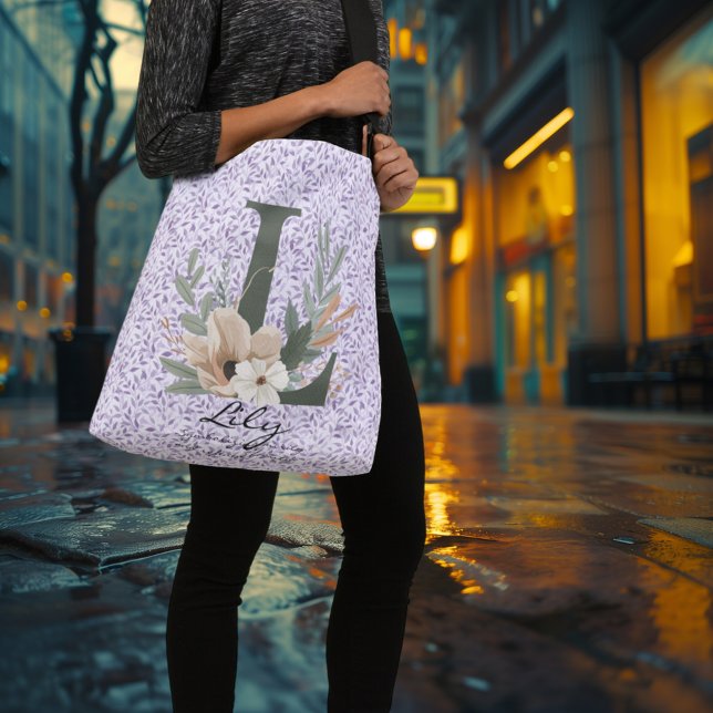 Bolso Cruzado La elegante serenidad de Lily - Monograma Floral d (Subido por el creador)