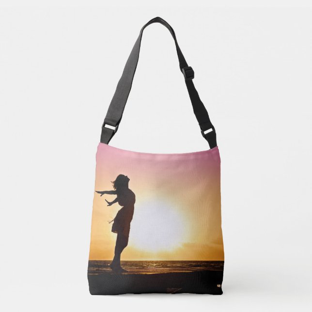 Bolso Cruzado La Felicidad De La Mujer En El Atardecer De La Pla (Anverso)