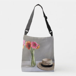 Bolso Cruzado La feliz flor de color Gerbera + nombre personaliz