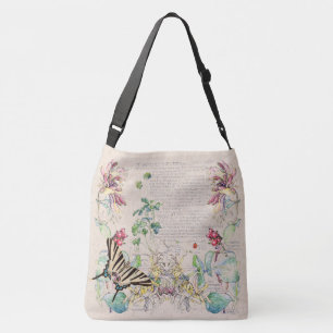Bolso Cruzado La madreselva de la mariposa de Mullein florece la