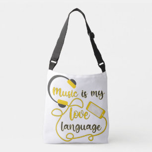 Bolso Cruzado La música es mi lenguaje amoroso frase romántica