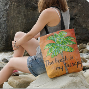 Bolso Cruzado La playa es mi palmera tropical Naranja terapéutic