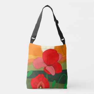 Bolso Cruzado La pradera de amapola al atardecer