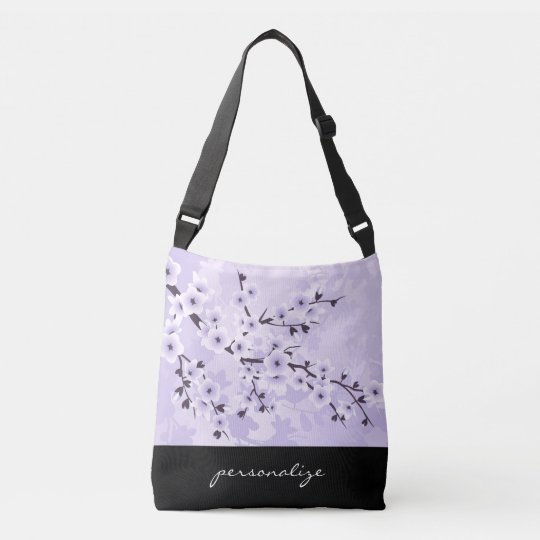 Bolso Cruzado La púrpura floral de las flores de cerezo