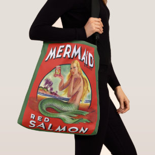 Bolso Cruzado La Sirena Salmon de los años 1940 puede etiquetar