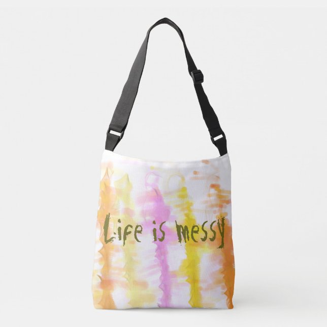 Bolso Cruzado La vida es desordenada Abstract Dripping Paint Str (Anverso)