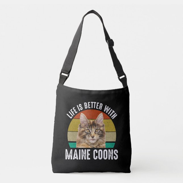Bolso Cruzado La Vida Es Mejor Con Maine Coons (Anverso)