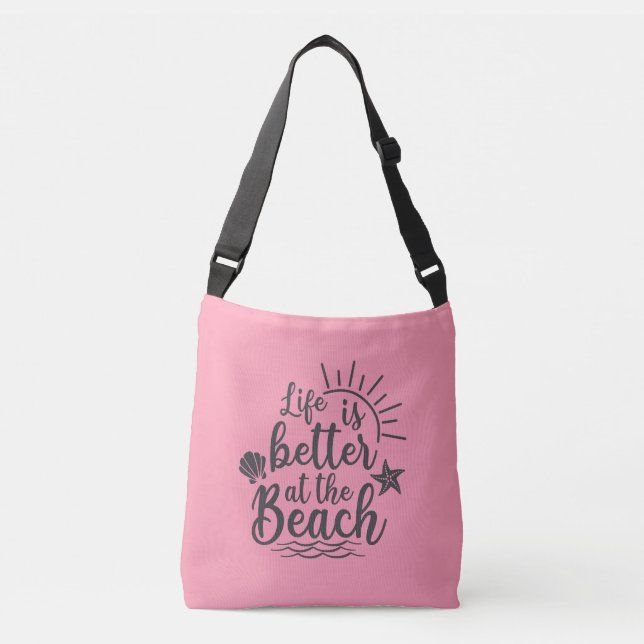 Bolso Cruzado La vida es mejor en la playa (Anverso)