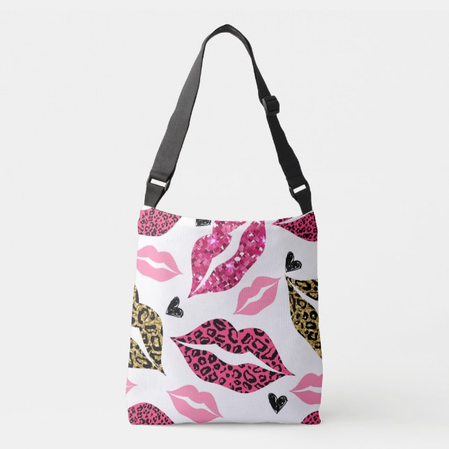 Bolso Cruzado Labios brillantes: Patrón de moda Leopard (Anverso)