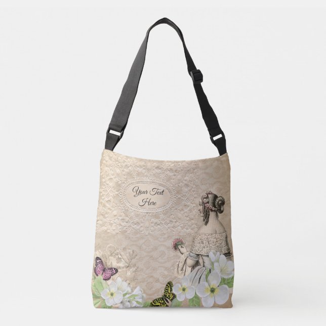 Bolso Cruzado Lady Magnolias de época y mariposas (Anverso)