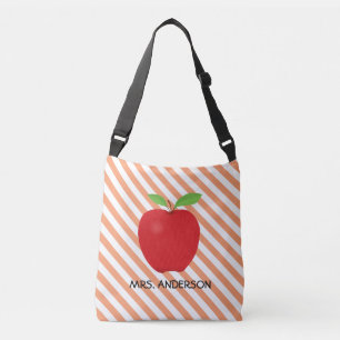 Bolso Cruzado Las rayas anaranjadas, Apple rojo personalizaron