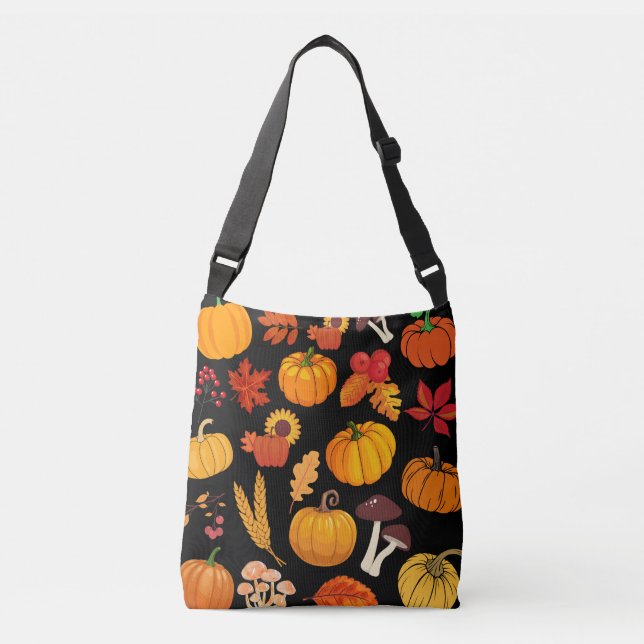 Bolso Cruzado Las setas de calabaza caen en otoño con motivo de  (Anverso)