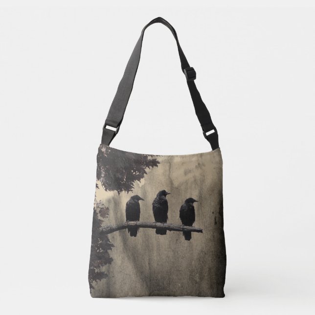 Bolso Cruzado Las Tres Pájaros Negros (Anverso)