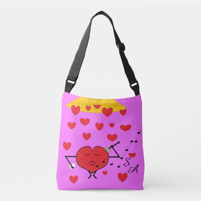 Bolso Cruzado Lavanda con ducha de corazón: (Anverso)