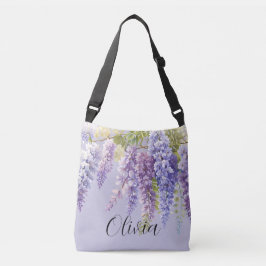 Bolso Cruzado Lavanda púrpura acuarela glicinia floral lilac