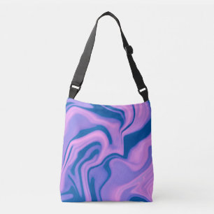 Bolso Cruzado Lavanda y Tote de mármol líquido azul