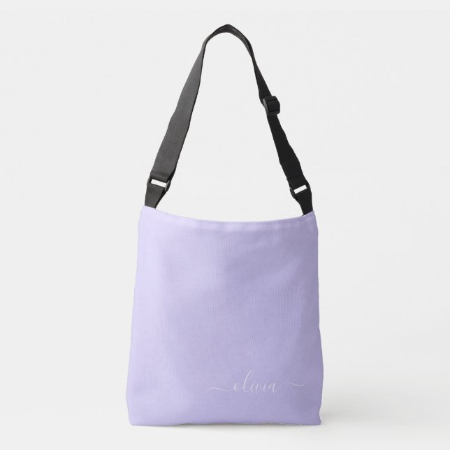 Bolso Cruzado Lavender Purple Girly Script Monograma Nombre mode (Anverso)