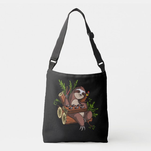 Bolso Cruzado Lazy Sloth Sushi Lover Animal (Anverso)