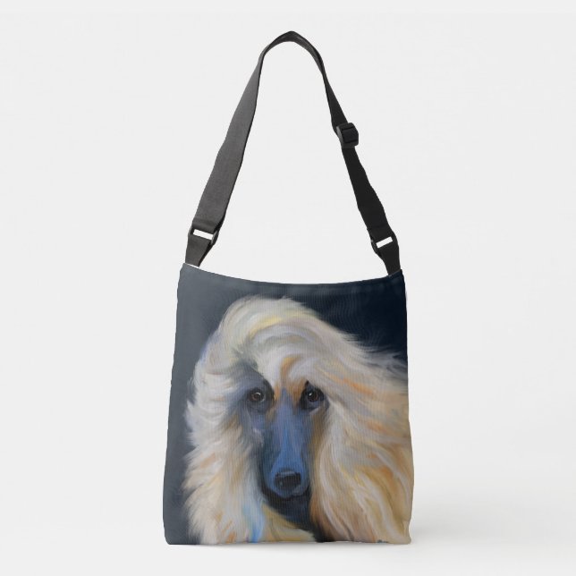 Bolso Cruzado Lebrel afgano blanco (Anverso)
