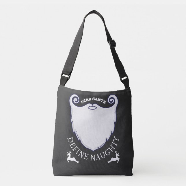 Bolso Cruzado Lema de Navidad: Querido Santa Define travieso (Anverso)