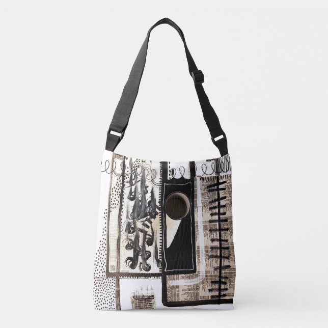 Bolso Cruzado Lenguaje urbano negro y blanco (Anverso)