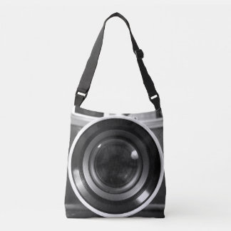 Bolso Cruzado Lente de cámara de película vintage en blanco y ne